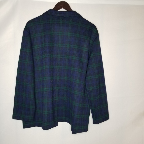 Vtg Michel Laurence Open Front Plaid Blazer Size 44 (Large) Jacket 2Front Pocket - Picture 3 of 10